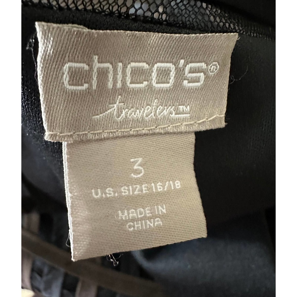 Chico's Travelers Collection Neutral Swirl Strip Jacket Lightweight Size 3 16 18 - Picture 9 of 10